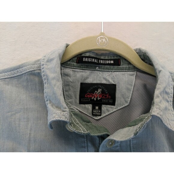 Gramicci Original Freedom Light Blue Cotton Button Short Sleeve Shirt Medium - Picture 9 of 16